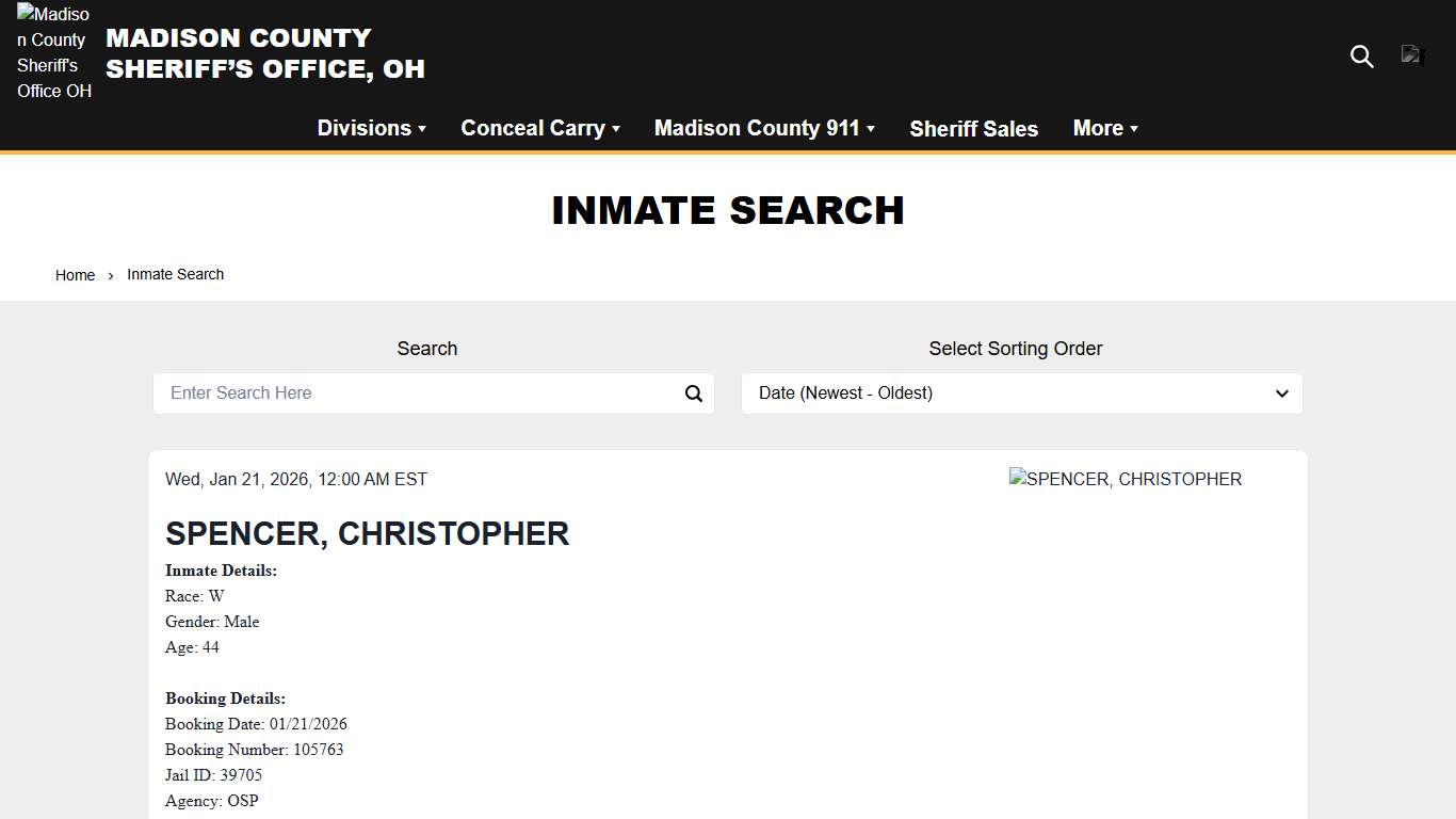 Inmate Search | Madison County Sheriff's Office OH