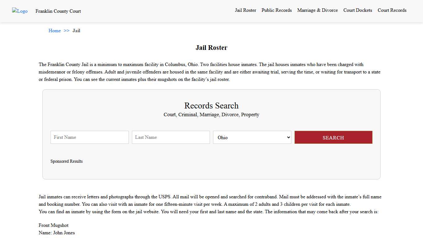 Jail Roster | Franklin County Court